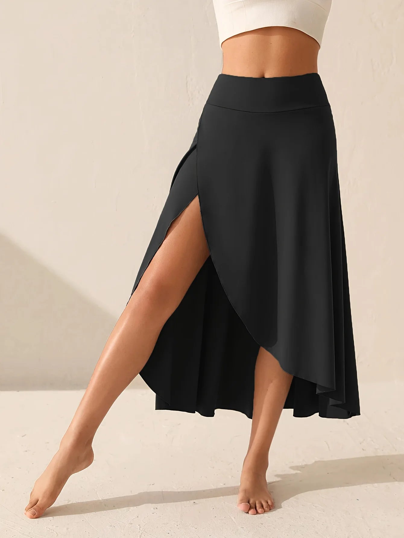 Sommerlicher Bleistiftrock mit hohem Schlitz & versteckten Taschen – Asymmetrischer Bodycon Rock für Damen